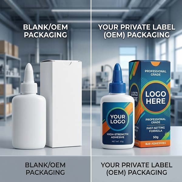 OEM Private Label Adhesives Packaging Mockup Comparison